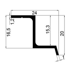 Профіль для натяжної стелі відокремлюючий ПАС-3282. 2,5м